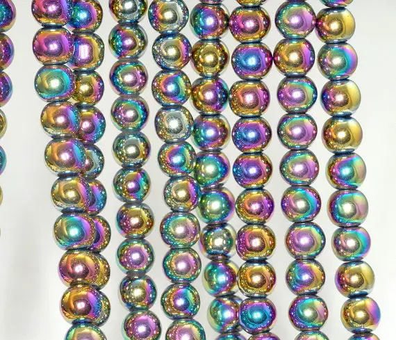6mm Titanium Rainbow Hematite Gemstone Rainbow Round 6mm Loose Beads 16 Inch Full Strand (90189024-354)