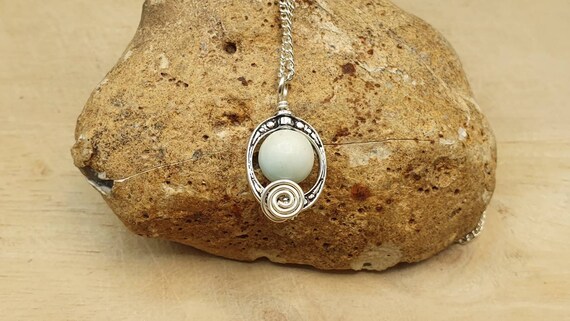 Small Rare Hemimorphite Pendant Necklace. Reiki Jewelry Uk. Small Blue Oval Frame Pendant. 10mm Stone. Empowered Crystals