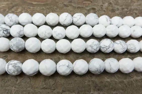 Faceted White Howlite Beads - Faceted Round Howlite Gemstone - Natural Howlite Beads - White Gemstone Beads - Howlite Gemstone Beads -15inch