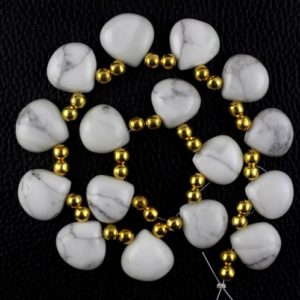 Shop Howlite Bead Shapes! 1 Strand Howlite Briolette Beads,15-16mm beads,Gemstone Heart Shape,Howlite,White color,briolette beads,10" Long Strand,Smooth,Wholesale | Natural genuine other-shape Howlite beads for beading and jewelry making.  #jewelry #beads #beadedjewelry #diyjewelry #jewelrymaking #beadstore #beading #affiliate #ad