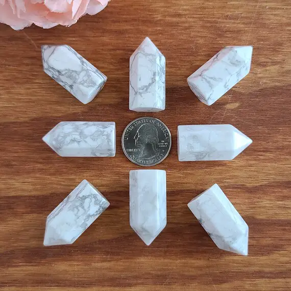Small 1.2" Howlite Crystal Towers, Bulk Lots Of Mini Points For Jewelry Making Or Crystal Grids