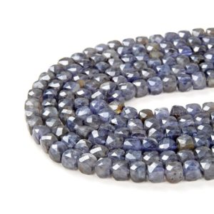 Shop Iolite Faceted Beads! 5-6MM  Iolite Gemstone Grade A Micro Faceted Square Cube Loose Beads BULK LOT 1,2,6,12 and 50 (P4) | Natural genuine faceted Iolite beads for beading and jewelry making.  #jewelry #beads #beadedjewelry #diyjewelry #jewelrymaking #beadstore #beading #affiliate #ad