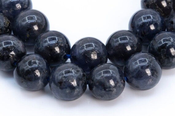 43 / 21 Pcs- 9mm Dark Blue Iolite Beads Grade A+ Genuine Natural Round Gemstone Loose Beads (116517)
