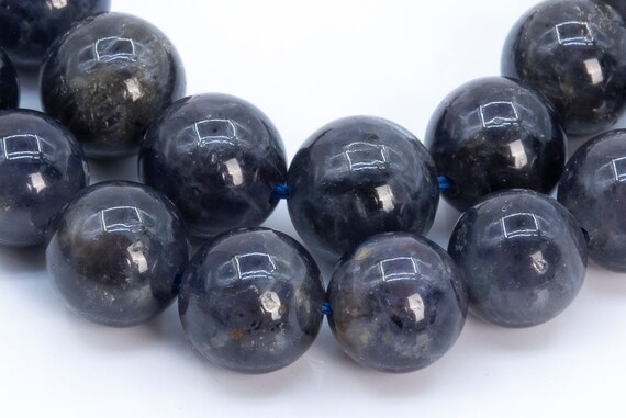 45 / 22 Pcs- 8-9mm Dark Blue Iolite Beads Grade A+ Genuine Natural Round Gemstone Loose Beads (116519)