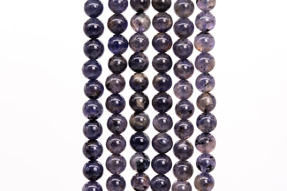 Genuine Natural Iolite Gemstone Beads 7mm Blue Purple Round A+ Quality Loose Beads (116495)