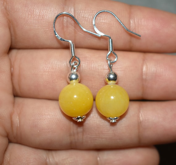 Yellow Persian Jade Earrings For Women, 14k Gold Filled Dangle Earrings, Women Drop Earrings, Yellow Jade Earrings, Gemstone Earrings