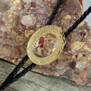 Shop Jasper Necklaces! Natural Confetti Jasper Bolo Tie – Western Style Bolo Tie – Cowboy  Bolo Tie – Brass Bolo Tie | Natural genuine Jasper necklaces. Buy crystal jewelry, handmade handcrafted artisan jewelry for women.  Unique handmade gift ideas. #jewelry #beadednecklaces #beadedjewelry #gift #shopping #handmadejewelry #fashion #style #product #necklaces #affiliate #ad