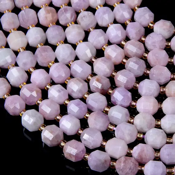 8mm Natural Purple Pink Kunzite Gemstone Grade Aaa Faceted Prism Double Point Cut Loose Beads Bulk Lot 1,2,6,12 And 50 (d37)