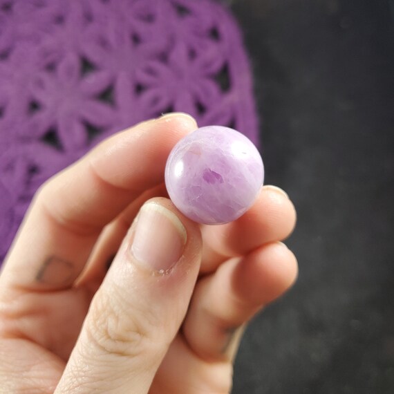 Kunzite Sphere 19mm Mini Crystal Ball Stone Polished Marble Purple Lavender Shimmer Natural High Quality