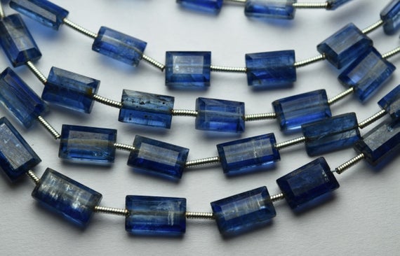 8 Inch Strand,natural Blue Kyanite Faceted Baguettes,size. 7x5 To 8x5mm