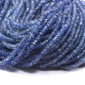 Shop Kyanite Faceted Beads! Unique 1 Strand Natural Kyanite Gemstone, Faceted Rondelle Beads Size 4-5.5 MM Kyanite Micro Beads Making Jewelry Blue kyanite wholesale | Natural genuine faceted Kyanite beads for beading and jewelry making.  #jewelry #beads #beadedjewelry #diyjewelry #jewelrymaking #beadstore #beading #affiliate #ad