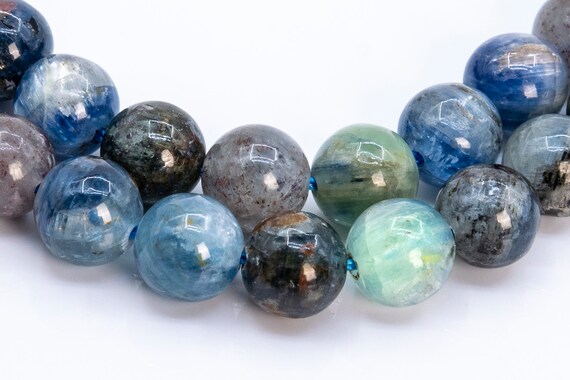 Genuine Natural Kyanite Gemstone Beads 6mm Green Blue Round A Quality Loose Beads (116122)