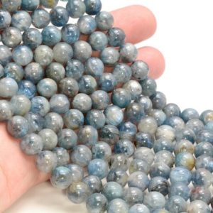 Shop Kyanite Round Beads! 7-8MM Genuine Kyanite Gemstone Light Blue Round Beads 15.5 inch Full Strand Bulk Lot 1,2,6,12 and 50 (80007209-A248) | Natural genuine round Kyanite beads for beading and jewelry making.  #jewelry #beads #beadedjewelry #diyjewelry #jewelrymaking #beadstore #beading #affiliate #ad
