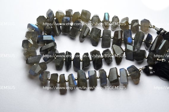 8 Inches Strand,natural Labradorite Faceted Step Cut Nuggets  Shape Size 10-14mm