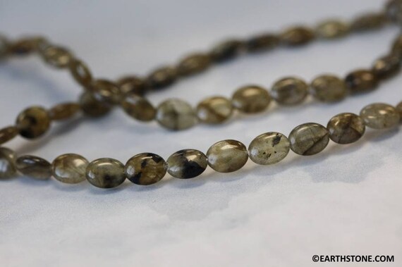 S-m/ Labradorite 6x8mm/ 8x10mm Flat Oval Beads 16" Strand Natural Gemstone Beads For Jewelry Making