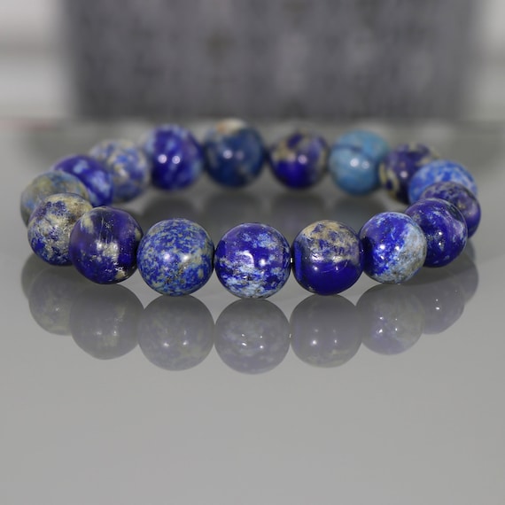 Lapis Lazuli Gemstone Bracelet, Lapis Bracelet, Blue Stone Bracelet, Yoga Bracelet, Healing Bracelet, Blue Lapis Bracelet, Stretch Bracelet