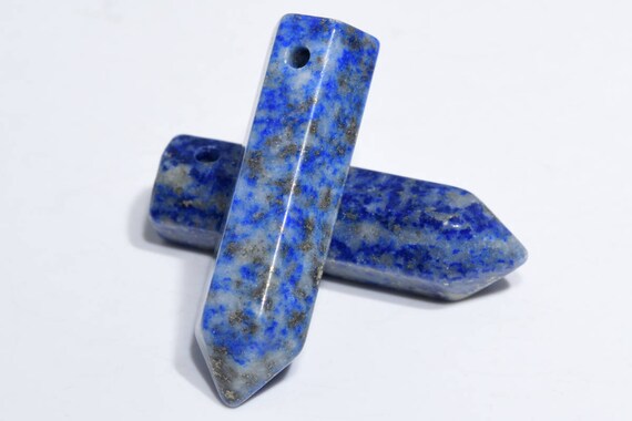 2 Pcs 30x8mm Blue Lapis Lazuli Beads Healing Hexagonal Pointed Grade A Gemstone Beads Bulk Lot Options (103274-720)