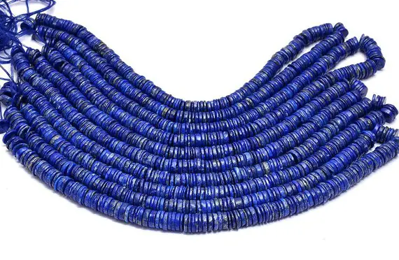 Aaa+ Lapis Lazuli Gemstone Heishi 6mm-7mm Disc Smooth Beads | 16inch Strand | Natural Lapis Gemstone Tyre / Coin Rondelle Beads For Jewelry