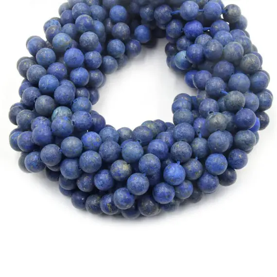 Satin Lapis Lazuli Beads | Semi-gloss Round Natural Blue Lapis Beads - 4mm 6mm 8mm 10mm 12mm 14mm