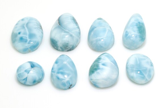 Natural Dominican Larimar Cabochon - Chips Rock Smooth Stone Gemstone Pear Tear Oval Round Beads For Ring Necklace Pendant Jewelry - Pgl101