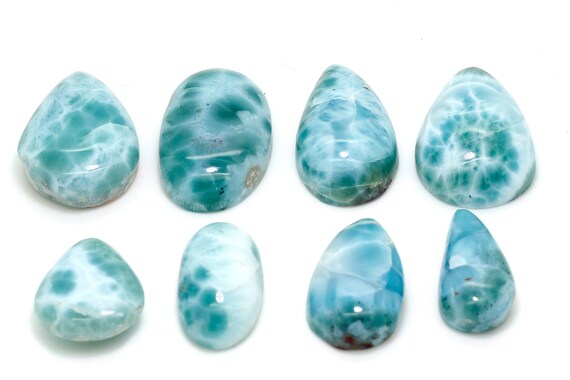 Natural Dominican Larimar Cabochon - Chips Rock Smooth Stone Gemstone Pear Tear Oval Round Beads For Ring Necklace Pendant Jewelry - Pgl94