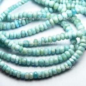 Shop Larimar Faceted Beads! 15 Inch Strand,Superb-Finest Quality,Natural Larimar Faceted Rondelles Shape Beads,Size 4.5-6mm | Natural genuine faceted Larimar beads for beading and jewelry making.  #jewelry #beads #beadedjewelry #diyjewelry #jewelrymaking #beadstore #beading #affiliate #ad