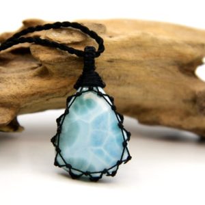 Shop Larimar Necklaces! Larimar Necklace, Spiritual Gift For Wife, Boho Women's Necklace, Light Blue Gemstone Jewelry, Witchy Things, Goddess Necklace | Natural genuine Larimar necklaces. Buy crystal jewelry, handmade handcrafted artisan jewelry for women.  Unique handmade gift ideas. #jewelry #beadednecklaces #beadedjewelry #gift #shopping #handmadejewelry #fashion #style #product #necklaces #affiliate #ad