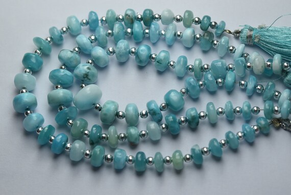 8 Inch Strand,finest Quality,natural Larimar Smooth Rondelles Shape Beads,size 8-6mm