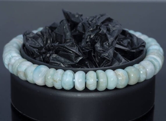 8mm Dominican Larimar Gemstone Grade Ab+ Blue Rondelle Loose Beads 7.5 Inch Half Strand (80004359-917)