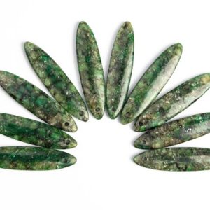 Shop Lepidolite Pendants! 2 Pcs – 42x10x4mm Moss Green Lepidolite Pendant Marquise Flat Back Drilled Cabochon (116828) | Natural genuine Lepidolite pendants. Buy crystal jewelry, handmade handcrafted artisan jewelry for women.  Unique handmade gift ideas. #jewelry #beadedpendants #beadedjewelry #gift #shopping #handmadejewelry #fashion #style #product #pendants #affiliate #ad