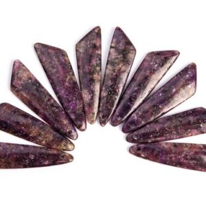 Shop Lepidolite Pendants! 2 Pcs – 44x10x4MM Brown Purple Lepidolite Pendant Triangle Flat Back Drilled Cabochon (116832) | Natural genuine Lepidolite pendants. Buy crystal jewelry, handmade handcrafted artisan jewelry for women.  Unique handmade gift ideas. #jewelry #beadedpendants #beadedjewelry #gift #shopping #handmadejewelry #fashion #style #product #pendants #affiliate #ad