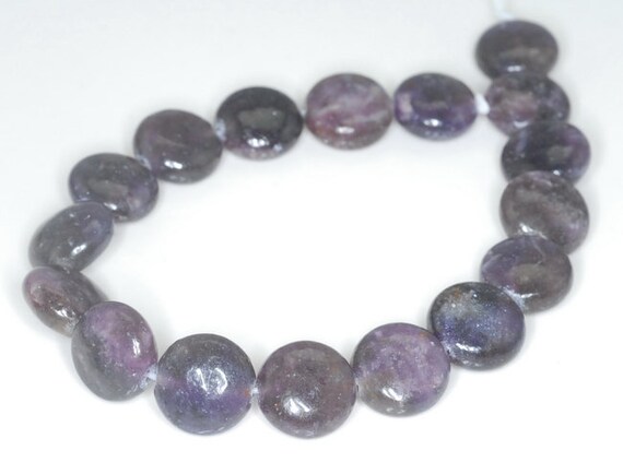 12mm Dark Purple Lepidolite Gemstone Grade Ab Flat Round Beads 8 Inch Half Strand Bulk Lot 1,2,6,12 And 50 (90187865-655)