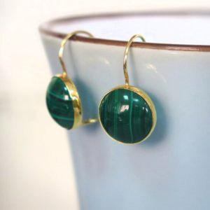 Malachite Earrings – Solid Gold Earrings – Green Malachite Jewelry – Malachite Drop Earrings – Gold Drop Earrings – Spring Sale | Natural genuine Malachite earrings. Buy crystal jewelry, handmade handcrafted artisan jewelry for women.  Unique handmade gift ideas. #jewelry #beadedearrings #beadedjewelry #gift #shopping #handmadejewelry #fashion #style #product #earrings #affiliate #ad