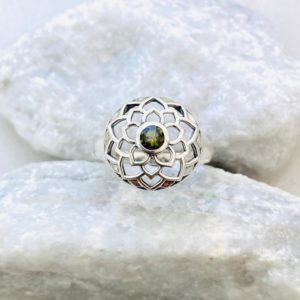 Shop Moldavite Rings! CELTIC LOTUS FLOWER Very Rare Genuine Natural Faceted Moldavite Ring, Genuine Moldavite Ring, 925 Sterling Silver Ring, Natural Crystal Ring | Natural genuine Moldavite rings, simple unique handcrafted gemstone rings. #rings #jewelry #shopping #gift #handmade #fashion #style #affiliate #ad
