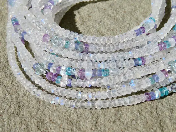 Moonstone Bracelet, Multi Strand Gemstone Jewelry, Multi Gemstone Bracelet