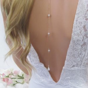 Shop Moonstone Necklaces! Moonstone Back Necklace, Wedding Backdrop, Cascading Moonstone Sterling Silver and Gold Filled | Natural genuine Moonstone necklaces. Buy handcrafted artisan wedding jewelry.  Unique handmade bridal jewelry gift ideas. #jewelry #beadednecklaces #gift #crystaljewelry #shopping #handmadejewelry #wedding #bridal #necklaces #affiliate #ad