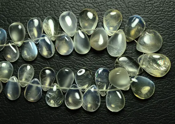 6.5 Inches Strand Natural Ceylon Moonstone Beads 8x12mm To 10x14mm Smooth Pear Briolettes Gemstone Beads Superb Moonstone Stone Beads No4527