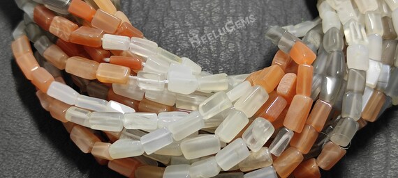 Natural Multi Color Moonstone Smooth Long Rectangle Gemstone Beads,moonstone Uneven Rectangle Bead,5-7mm Moonstone Bead For Handmade Jewelry