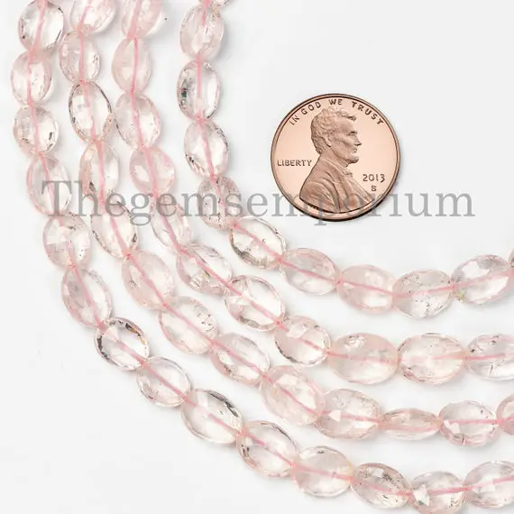 Morganite Faceted Oval Shape Beads, Morganite Beads, Oval Shape Beads, Morganite Faceted Beads For Jewelry, Faceted Gemstone Beads