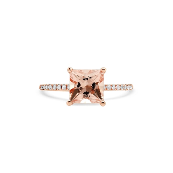 2 Ct. Princess Cut Morganite Ring / Elegant Jewelry / Engagement Ring / Promise Rings