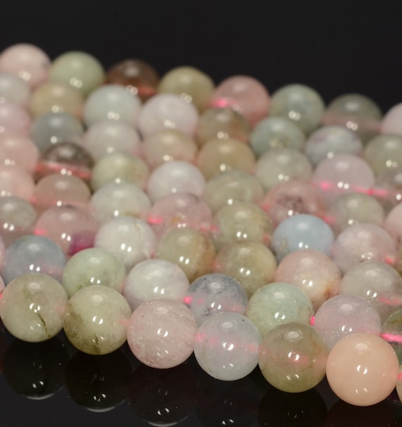 8mm Genuine Morganite Gemstone Grade A Round Loose Beads 15.5 Inch Full Strand Bulk Lot 1,2,6,12,50 (80009866-a183)