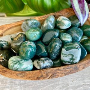 Shop Tumbled Moss Agate Crystals & Pocket Stones! Green Moss Agate Tumbled Stone | Natural Gemstone Crystal | Natural genuine stones & crystals in various shapes & sizes. Buy raw cut, tumbled, or polished gemstones for making jewelry or crystal healing energy vibration raising reiki stones. #crystals #gemstones #crystalhealing #crystalsandgemstones #energyhealing #affiliate #ad