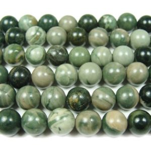 Shop Serpentine Round Beads! Natural 10mm 15.5" Green Serpentine Round Beads Genuine Gemstone | Natural genuine round Serpentine beads for beading and jewelry making.  #jewelry #beads #beadedjewelry #diyjewelry #jewelrymaking #beadstore #beading #affiliate #ad