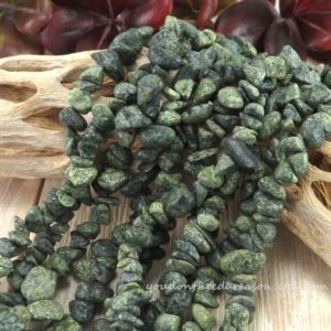 Natural Serpentine/Green Lace Stone Chip Beads For Jewelry Making | Approximate Size: Bead 4-11×1-9; Hole 1mm; Strand Length 30" | Natural genuine chip Serpentine beads for beading and jewelry making.  #jewelry #beads #beadedjewelry #diyjewelry #jewelrymaking #beadstore #beading #affiliate #ad