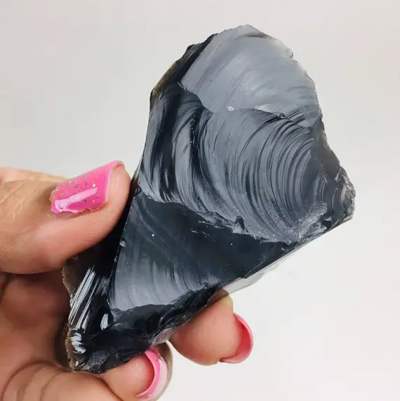 Rough Obsidian - Raw Crystals (1) Raw Obsidian - Black Obsidian - Obsidian Crystal- Obsidian Stone Large (46g)