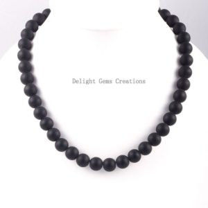 Shop Onyx Necklaces! Black Onyx Necklace, 12mm Matted Black Onyx Round Bead Necklace, Beaded Necklace, Semi Precious 19 Inches Necklace, Black Beads Necklace | Natural genuine Onyx necklaces. Buy crystal jewelry, handmade handcrafted artisan jewelry for women.  Unique handmade gift ideas. #jewelry #beadednecklaces #beadedjewelry #gift #shopping #handmadejewelry #fashion #style #product #necklaces #affiliate #ad
