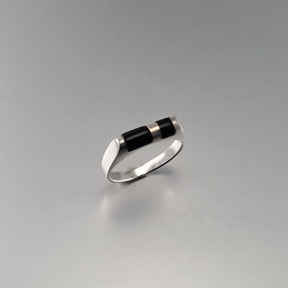 Ring Onyx And Sterling Silver Unique Gift For Her Natural Black Gemstone 7 Year Anniversary