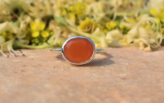 Orange Onyx Ring, Onyx Jewelry, Silver Ring, Boho Ring, Statement Ring, Gift For Her, Womens Ring, Christmas Sale, Mom Gift, Dainty Ring