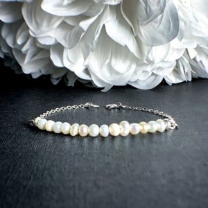 Shop Pearl Bracelets! Beautiful Beaded Pearl Bracelet, White Genuine Real Pearls, Sterling Silver bracelet, Gemstone of Innocence, bridesmaid gift for her | Natural genuine Pearl bracelets. Buy crystal jewelry, handmade handcrafted artisan jewelry for women.  Unique handmade gift ideas. #jewelry #beadedbracelets #beadedjewelry #gift #shopping #handmadejewelry #fashion #style #product #bracelets #affiliate #ad