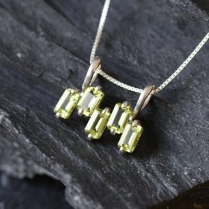 Shop Peridot Pendants! Peridot Necklace, Natural Peridot, Green Baguette Pendant, August Birthstone, Asymmetric Pendant, Horizontal Pendant, Solid Silver Pendant | Natural genuine Peridot pendants. Buy crystal jewelry, handmade handcrafted artisan jewelry for women.  Unique handmade gift ideas. #jewelry #beadedpendants #beadedjewelry #gift #shopping #handmadejewelry #fashion #style #product #pendants #affiliate #ad